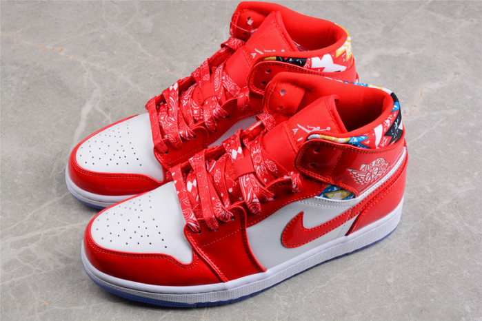 air jordan 1 mid barcelona sweater red patent - dc7294-600