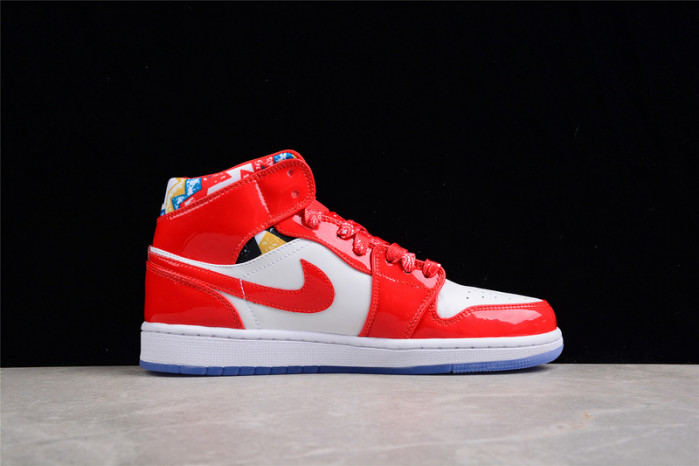 air jordan 1 mid barcelona sweater red patent - dc7294-600