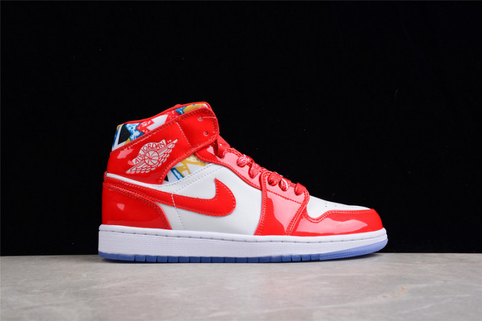 air jordan 1 mid barcelona sweater red patent - dc7294-600