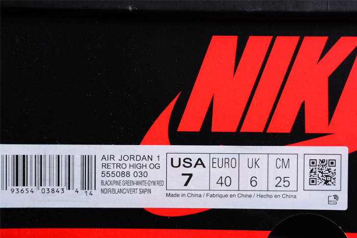 jordan 1 retro high pine green black 555088-030