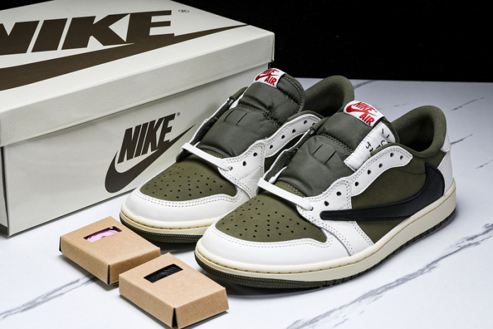 travis scott x air jordan 1 low og “medium olive” dm7866-200